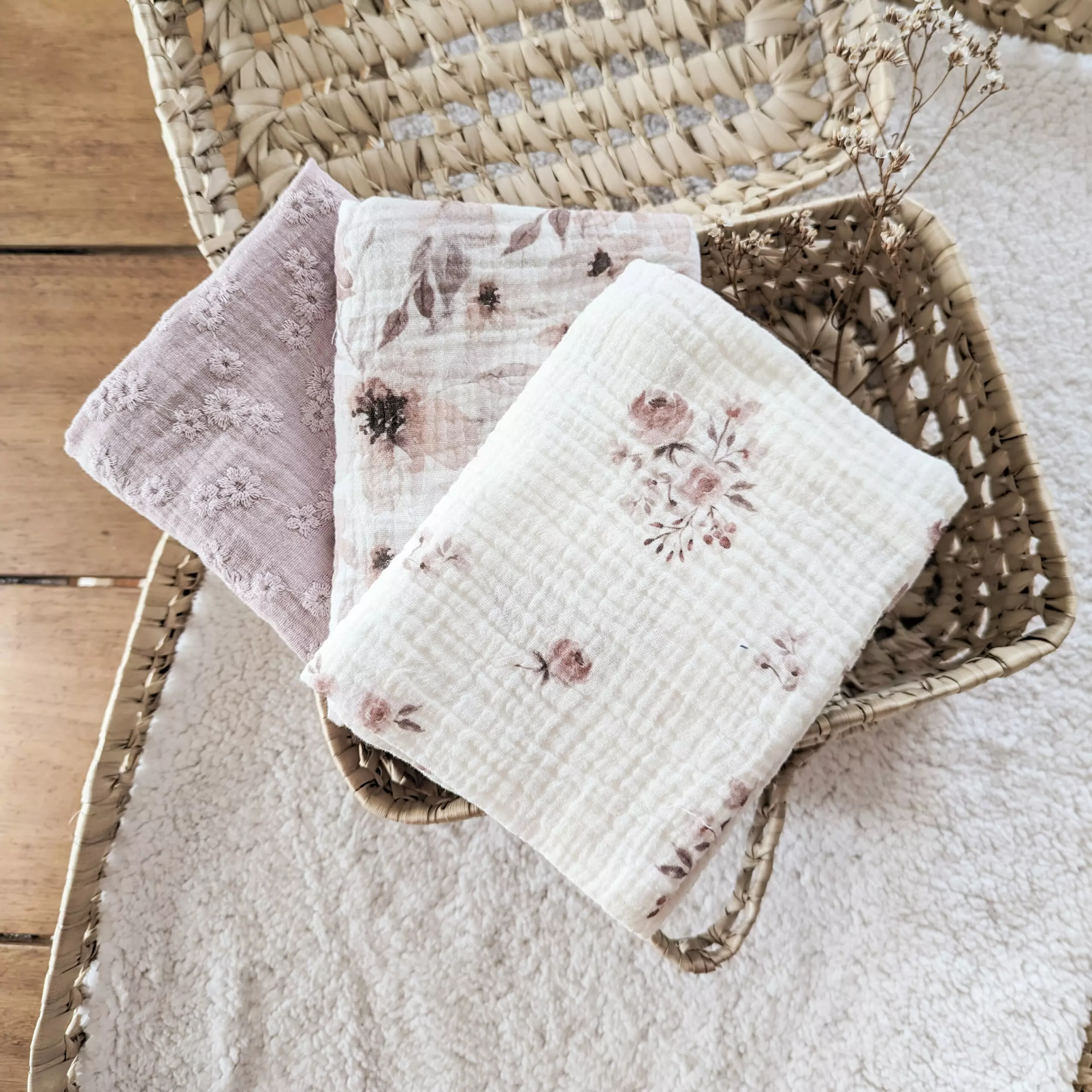 Lot de 3 langes FLEURS