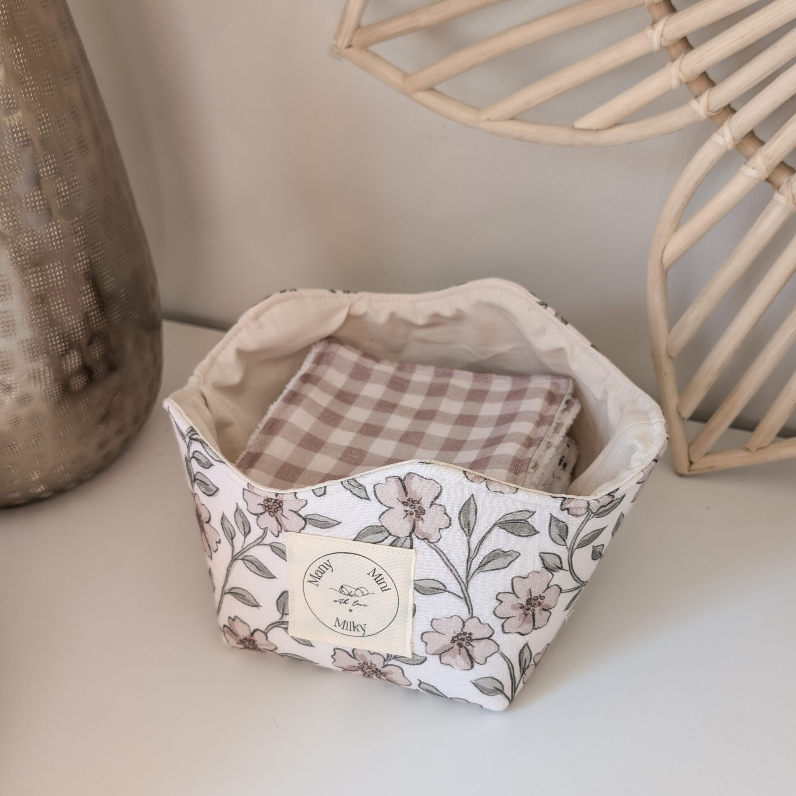 Panière S + 10 lingettes lavables - tissus aux choix